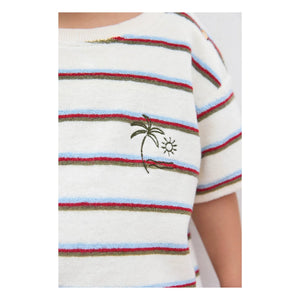 Bonton - Livo Viva Camiseta de punto de toalla a rayas | Blanco