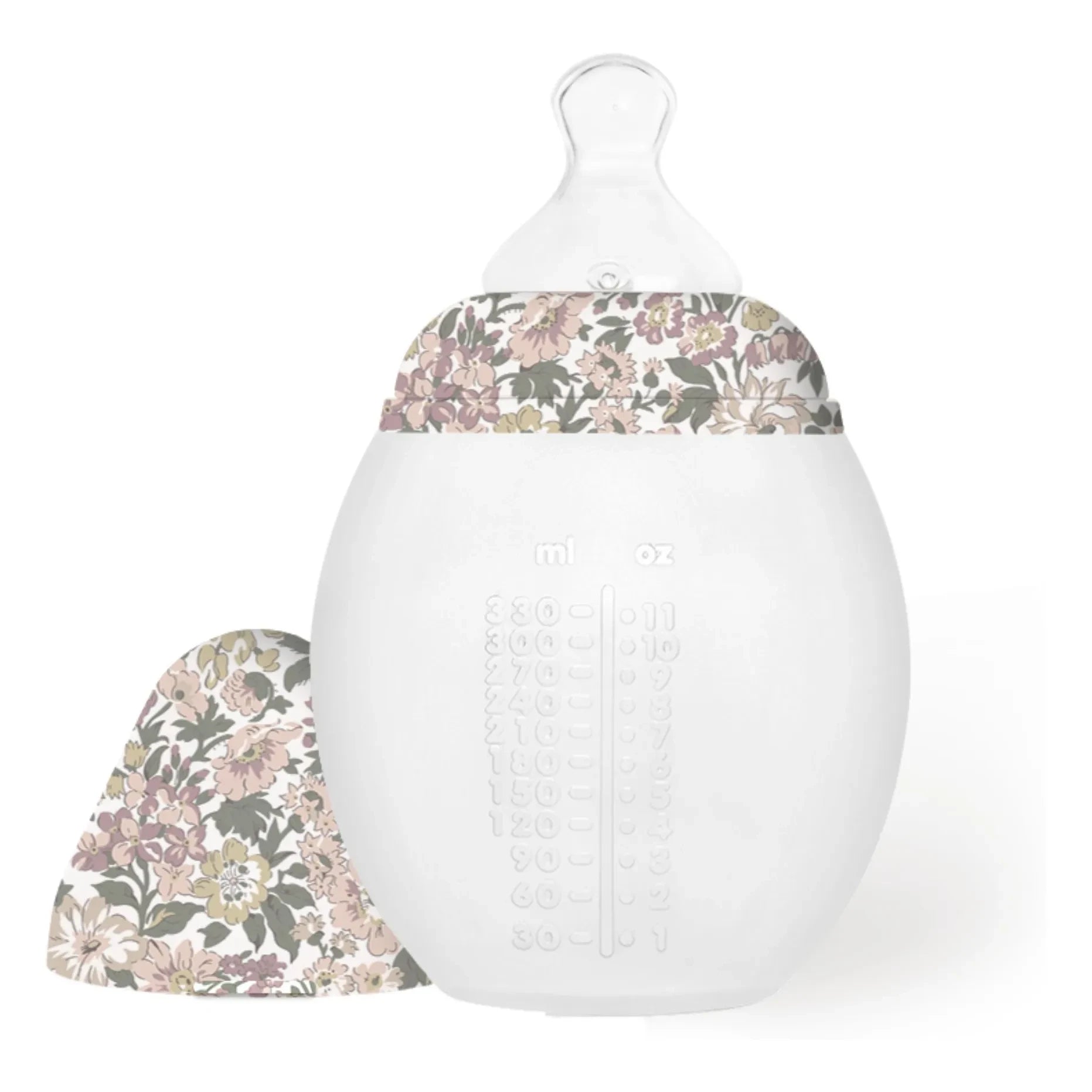 Elhée - Biberón de silicona médica y tetina fisiológica Honey Dew - Elhée x Liberty | Rosa empolvado