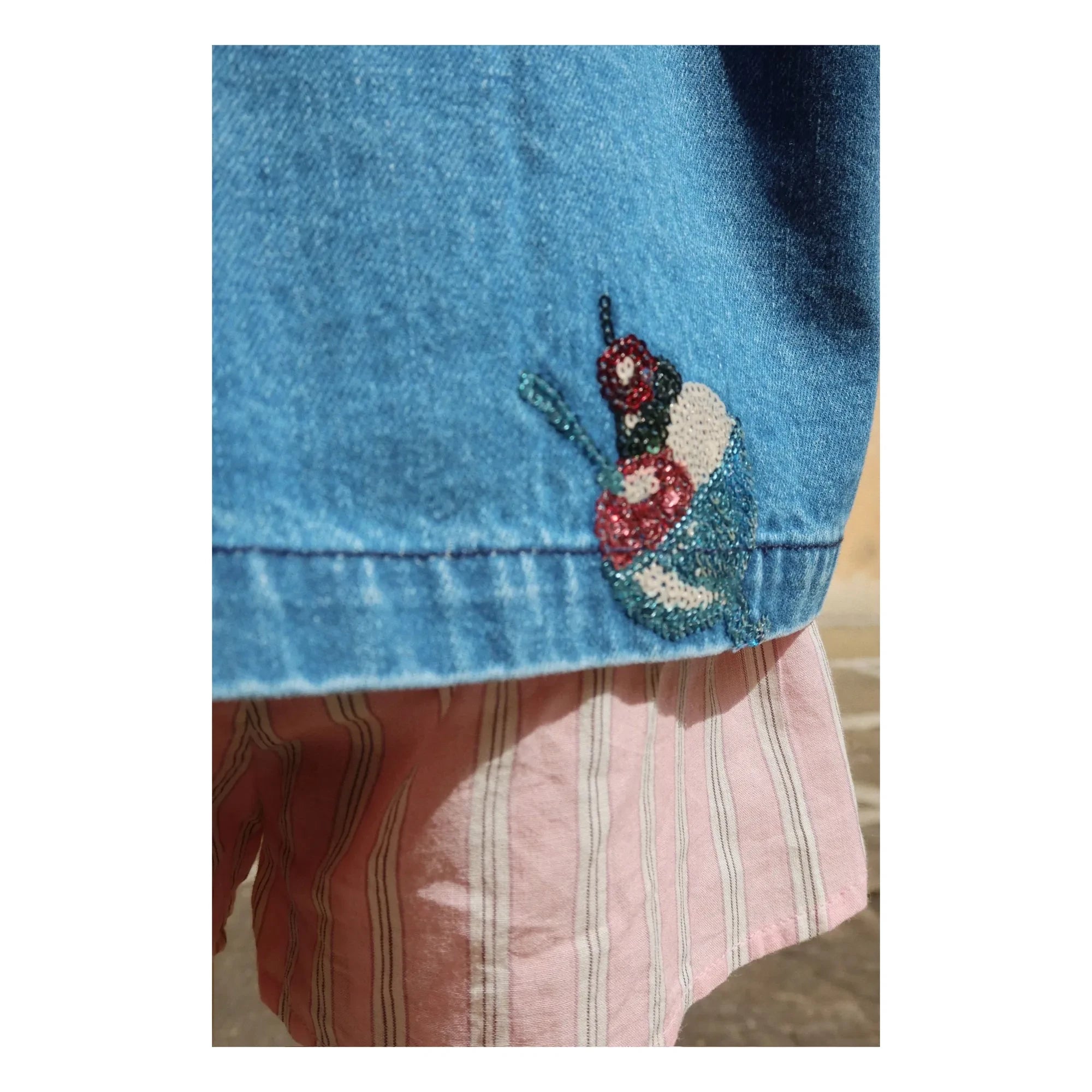 Konges Sløjd - Chaqueta de algodón orgánico con motivo de helado de lentejuelas vaqueras | Azul