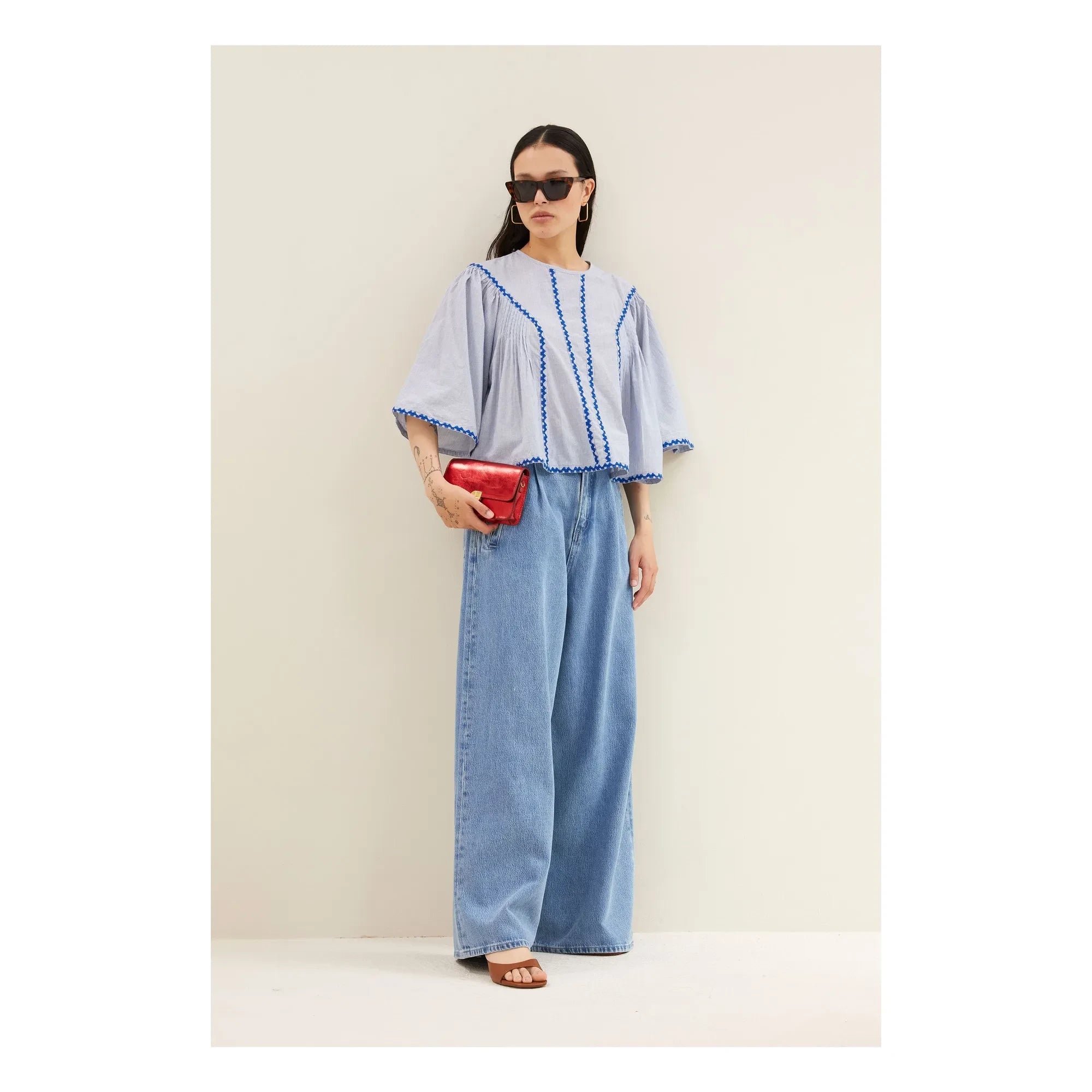 Blusa de algodón orgánico By Bar - Davin | Azul