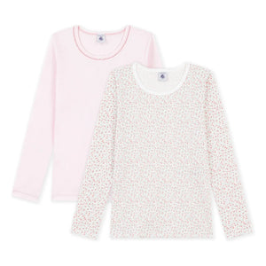 Petit Bateau - 2'li Çiçek Desenli Organik Pamuk Tişört Seti | Pembe