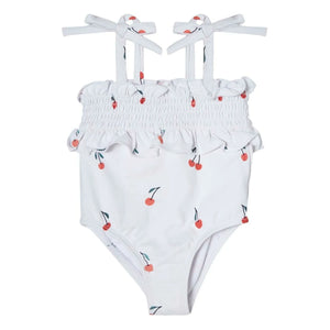 Tocoto Vintage - Traje de baño fruncido Cerezas | Blanco