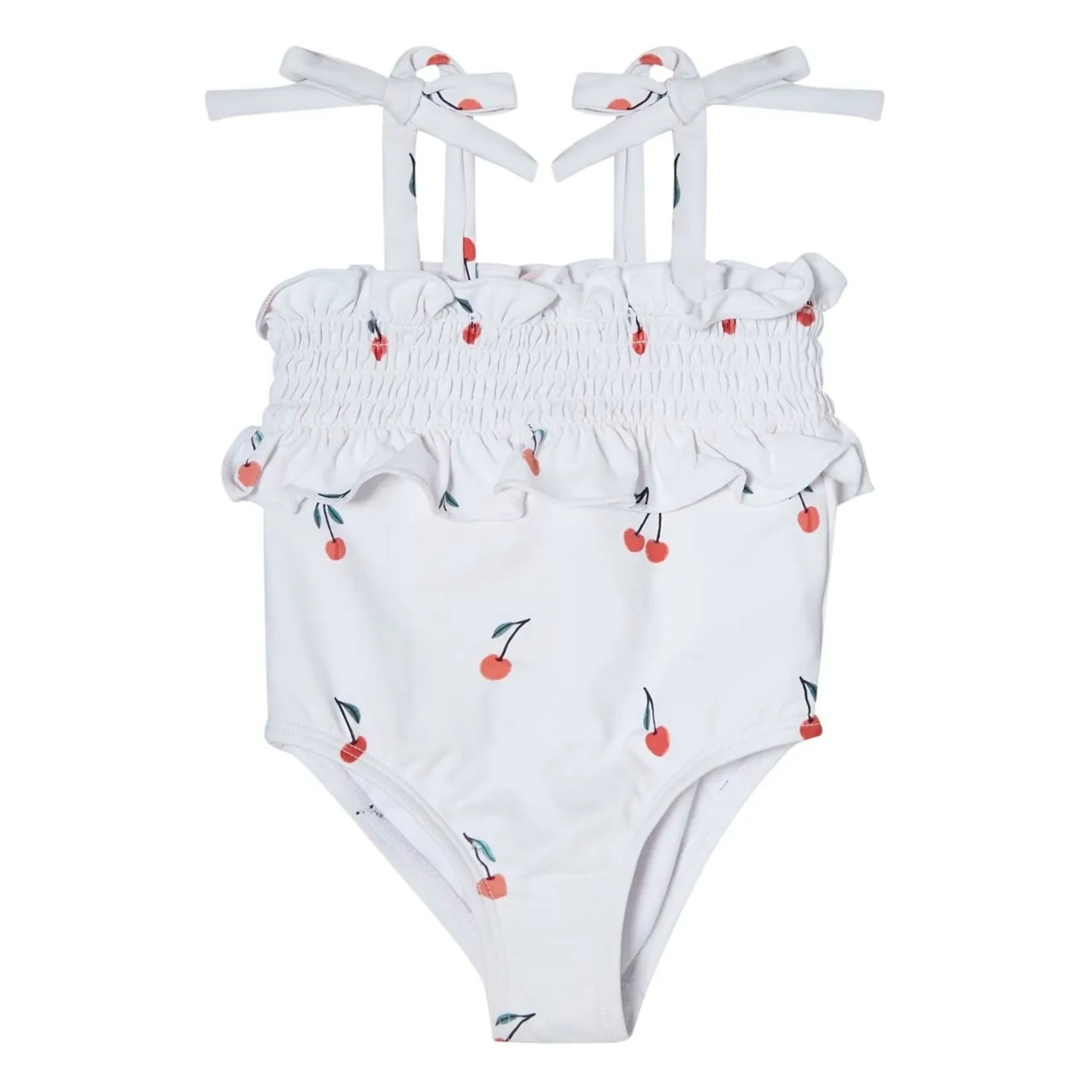 Tocoto Vintage - Traje de baño fruncido Cerezas | Blanco