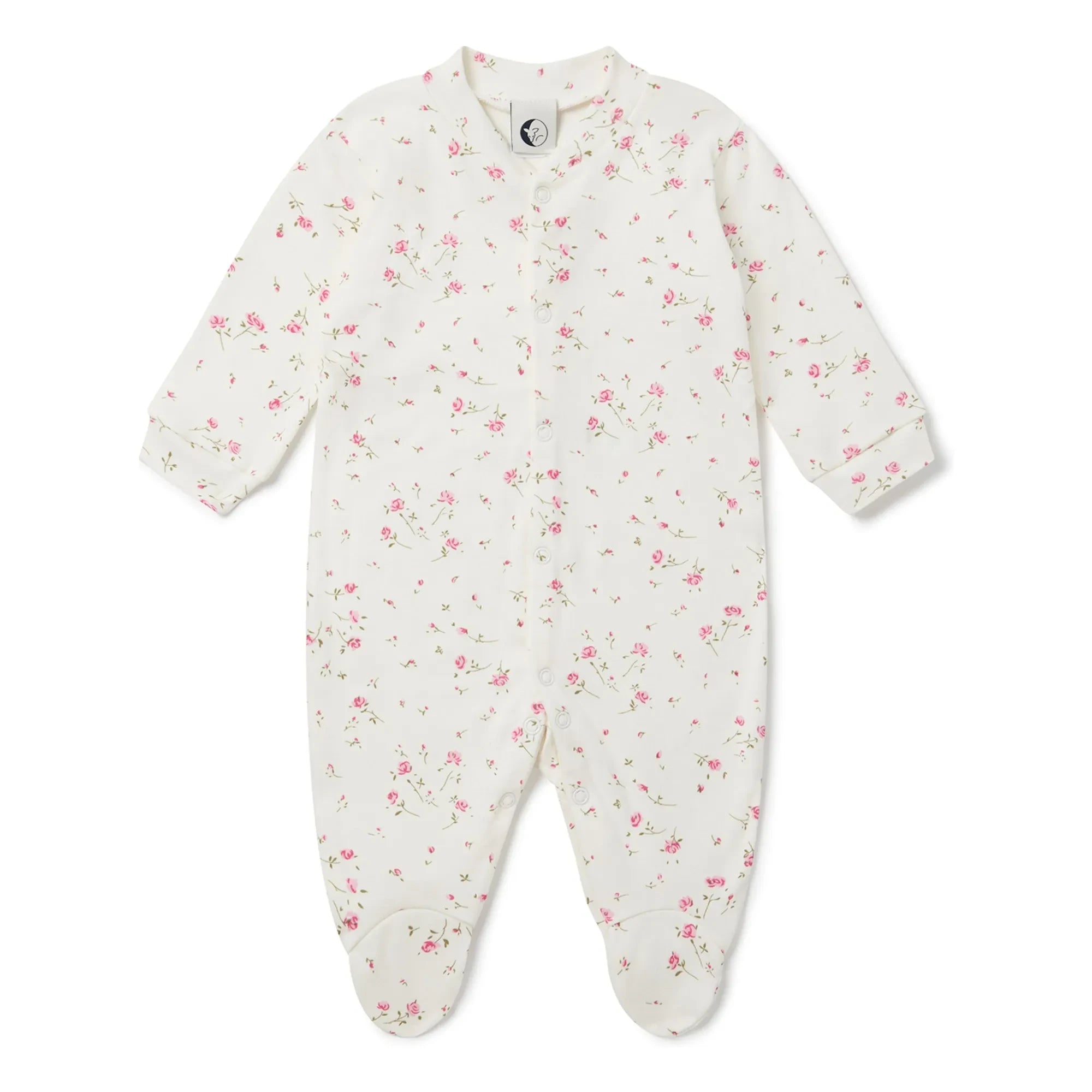 Sleepy Doe - Pijama de algodón orgánico con pies, estampado floral | Blanco