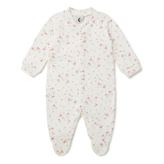 Sleepy Doe - Pijama de algodón orgánico con pies, estampado floral | Blanco