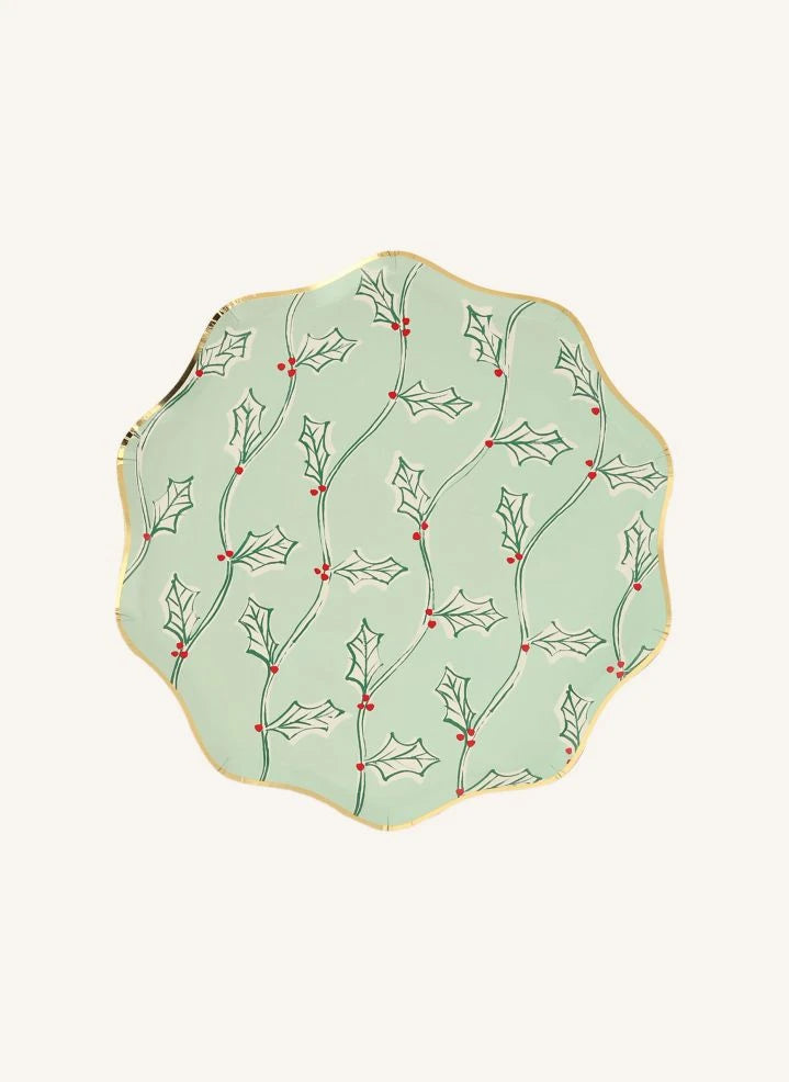 Meri Meri - Platos navideños de impresión en bloque - Paquete de 8