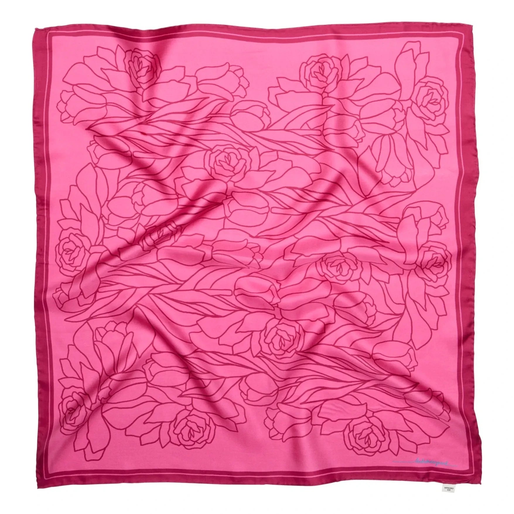 Becksöndergaard - Pañuelo de seda Stencia Lale | Rosa fluorescente