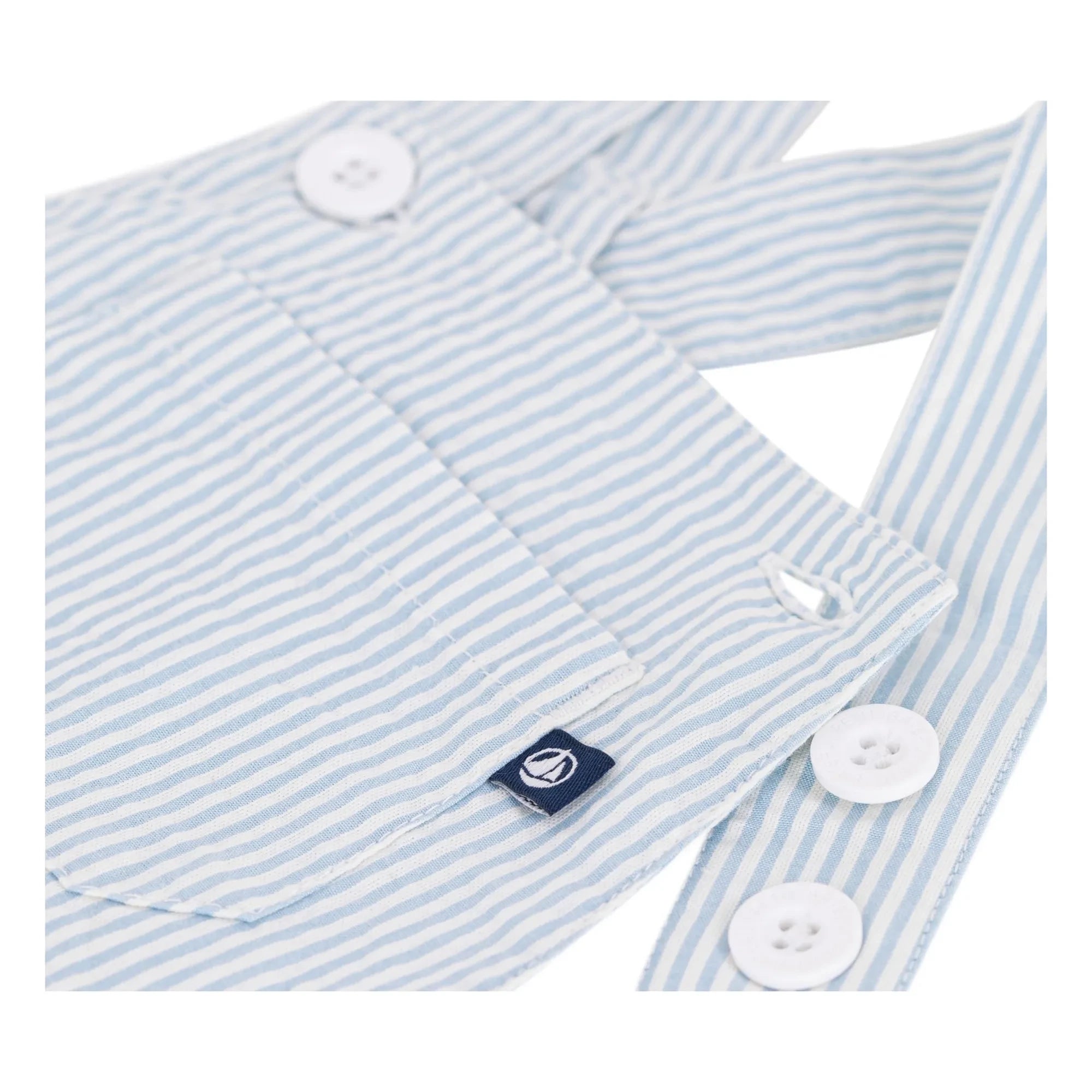 Petit Bateau - Peto corto de sirsaca de algodón orgánico a rayas | Azul claro