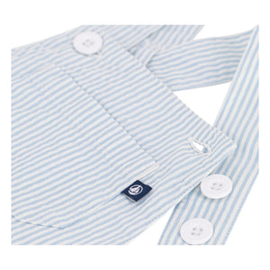 Petit Bateau - Peto corto de sirsaca de algodón orgánico a rayas | Azul claro