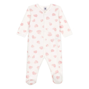 Petit Bateau - Pijama Sleep Well Corazones Gruesos Algodón Orgánico | Rosa