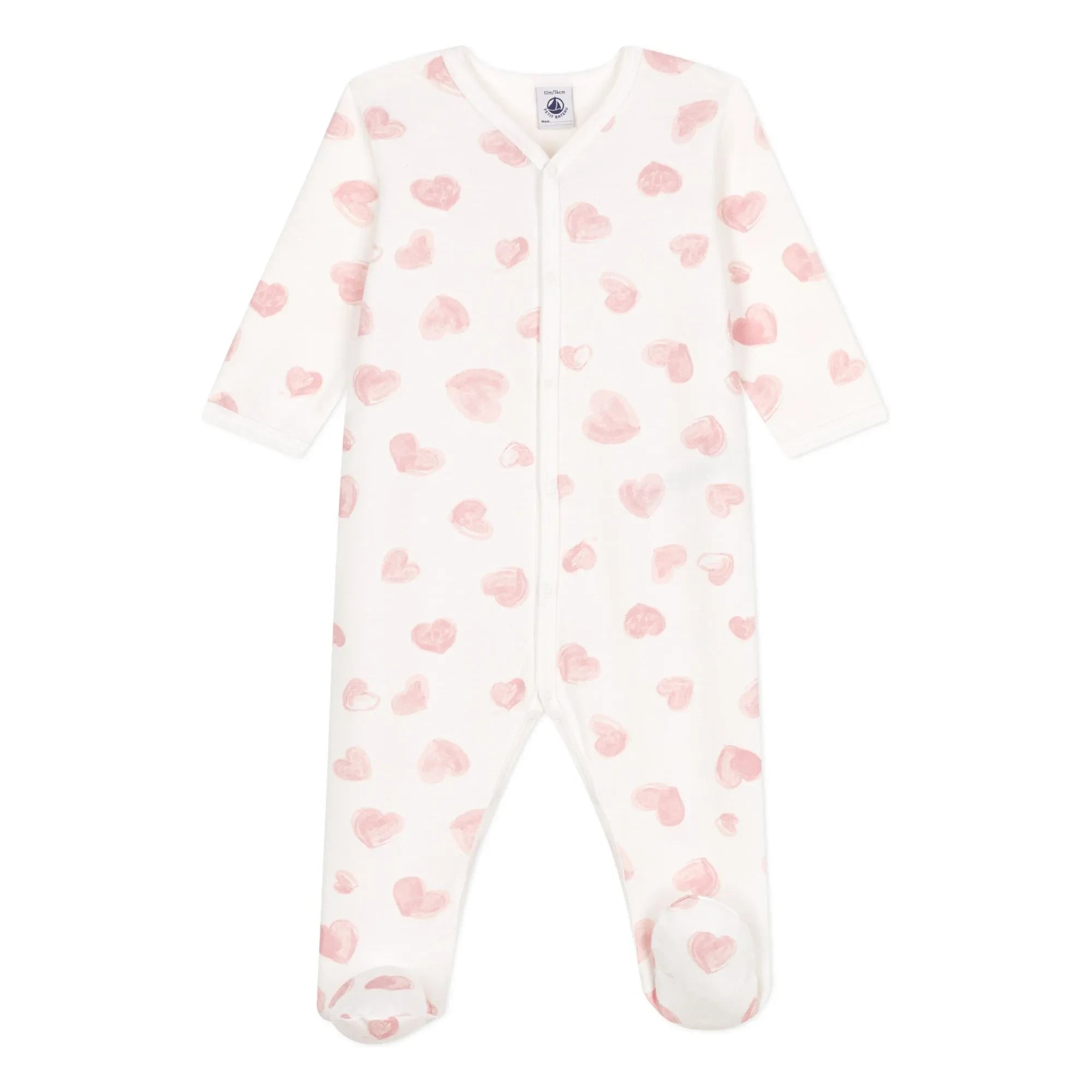 Petit Bateau - Pijama Sleep Well Corazones Gruesos Algodón Orgánico | Rosa