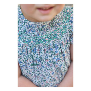 Tartine et Chocolat - Vestido fruncido Liberty para bebé | Blanco