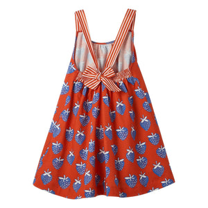 Fabula - Vestido acampanado con estampado de fresas | Rojo