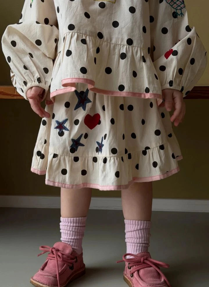 SISSEL EDELBO - Diana Pois Falda de Algodón Orgánico - Colección Infantil | Crema