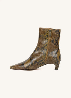 Bobbies - Botas de cuero de pitón Lauren | Caqui