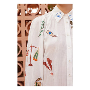 Alémais - Vestido bordado Mina | Blanco