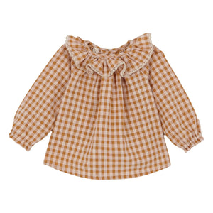 birinit - Conjunto de blusa y braguita de vichy de algodón orgánico | Caramelo