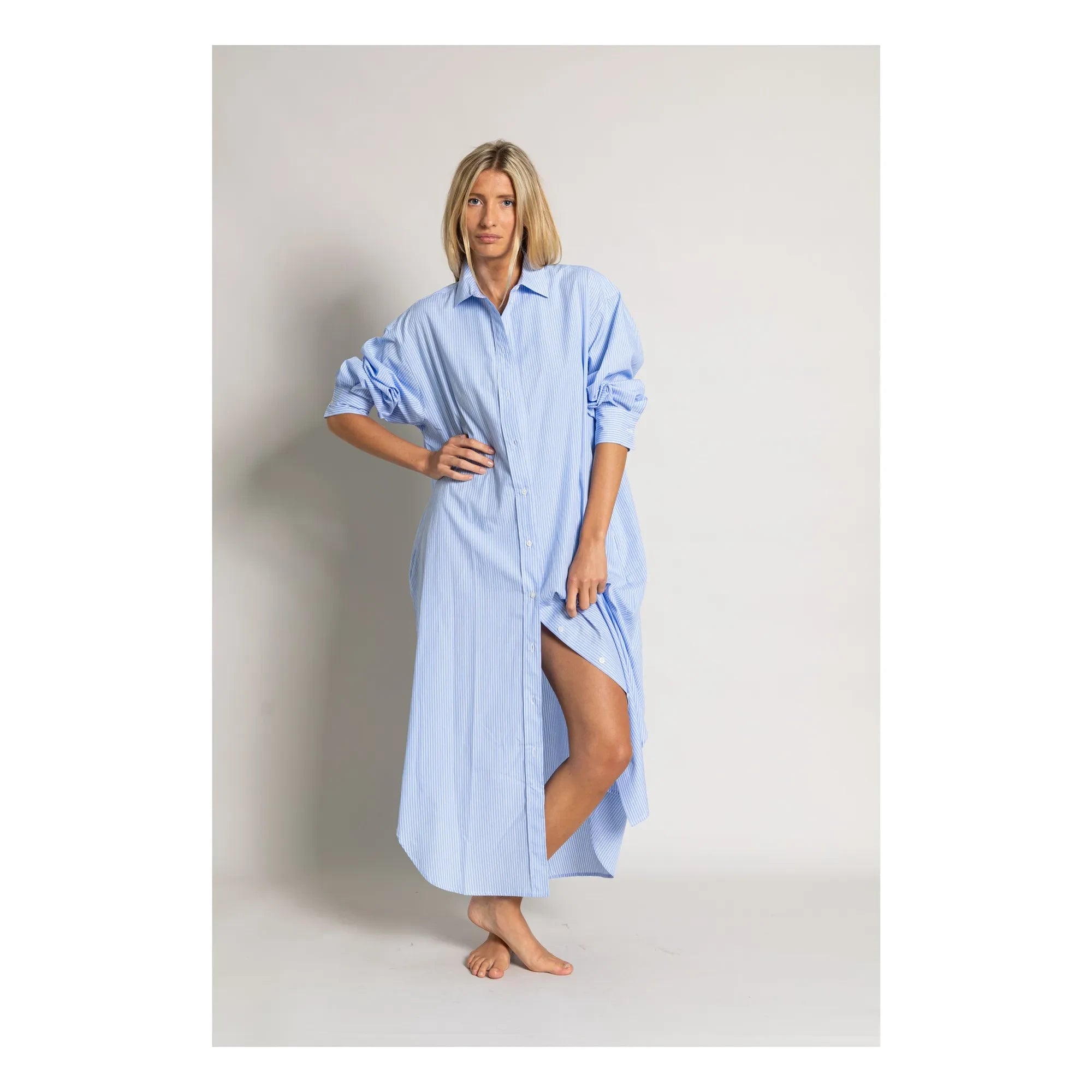 Smallable Mujer - Vestido camisa de rayas Melissa | Azul claro