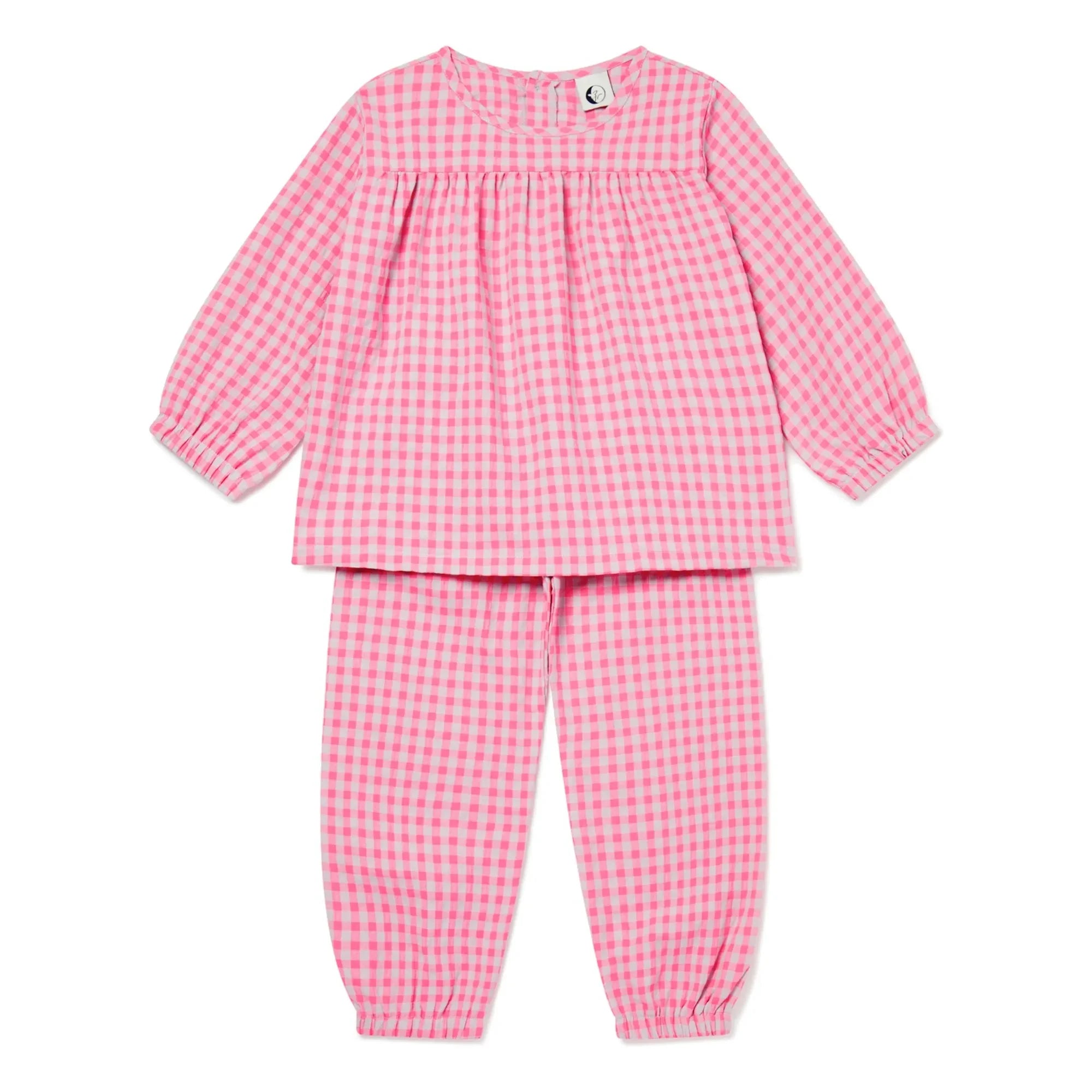 Sleepy Doe - Pijama de algodón orgánico Gingham Seersucker | Rosa
