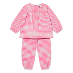Sleepy Doe - Pijama de algodón orgánico Gingham Seersucker | Rosa
