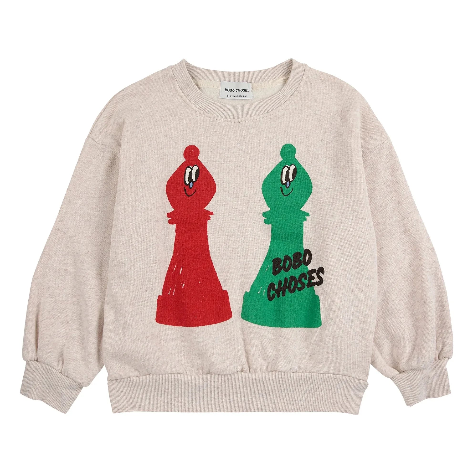 Bobo Choses - Sudadera Ajedrez Algodón Orgánico | Beige jaspeado