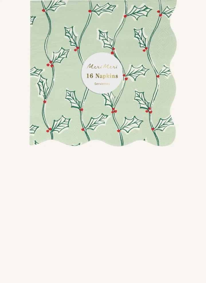 Meri Meri - Servilletas de Navidad con impresión de grandes bloques - Set de 16