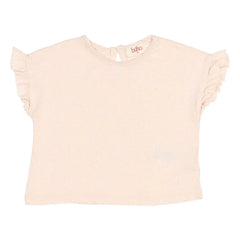 Búho - Camiseta de lino con volantes para bebé | Rosa claro