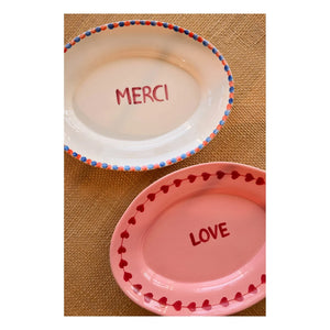Rice - Plato de cerámica "Love" | Rosa