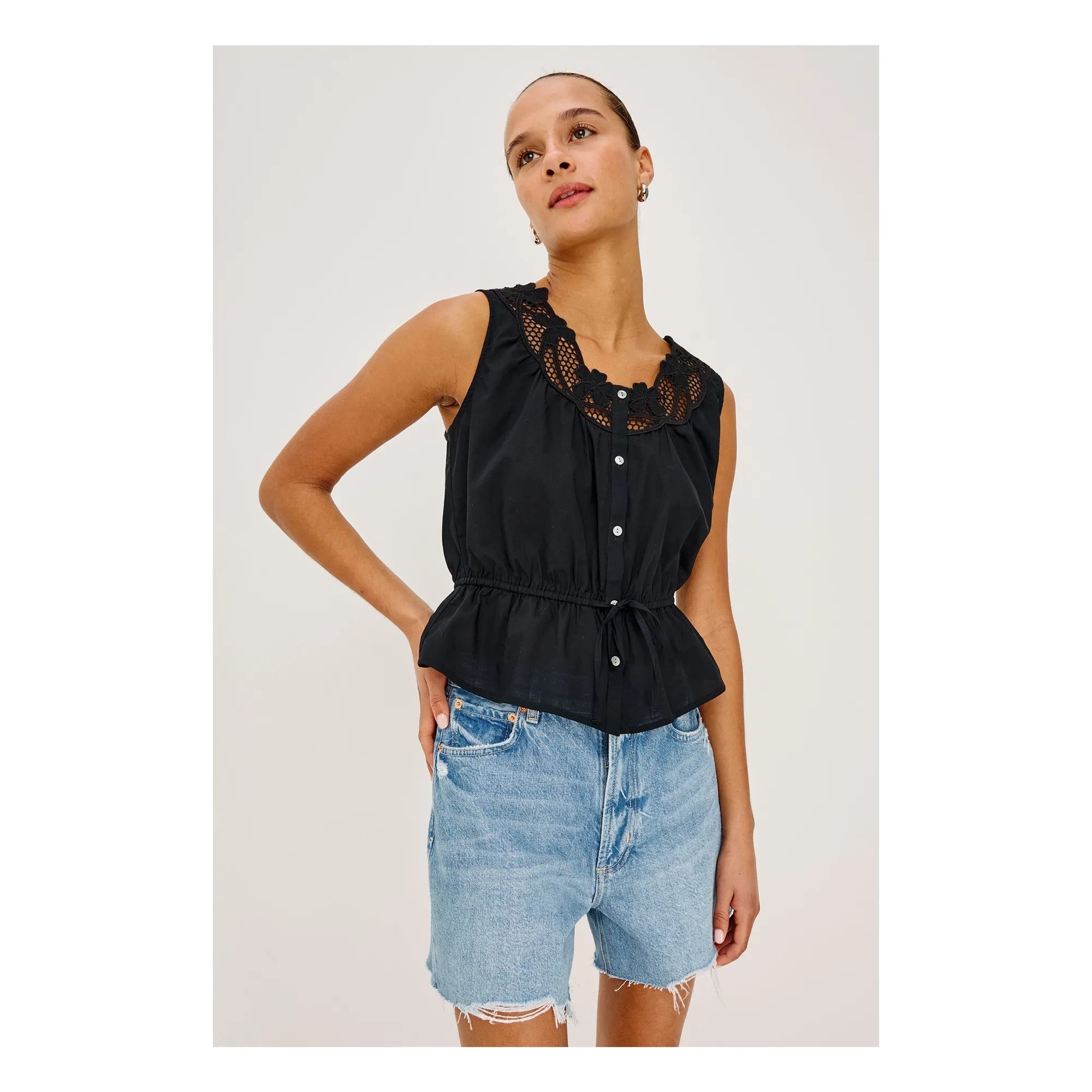 Rails - Blusa bordada Leilani | Negra