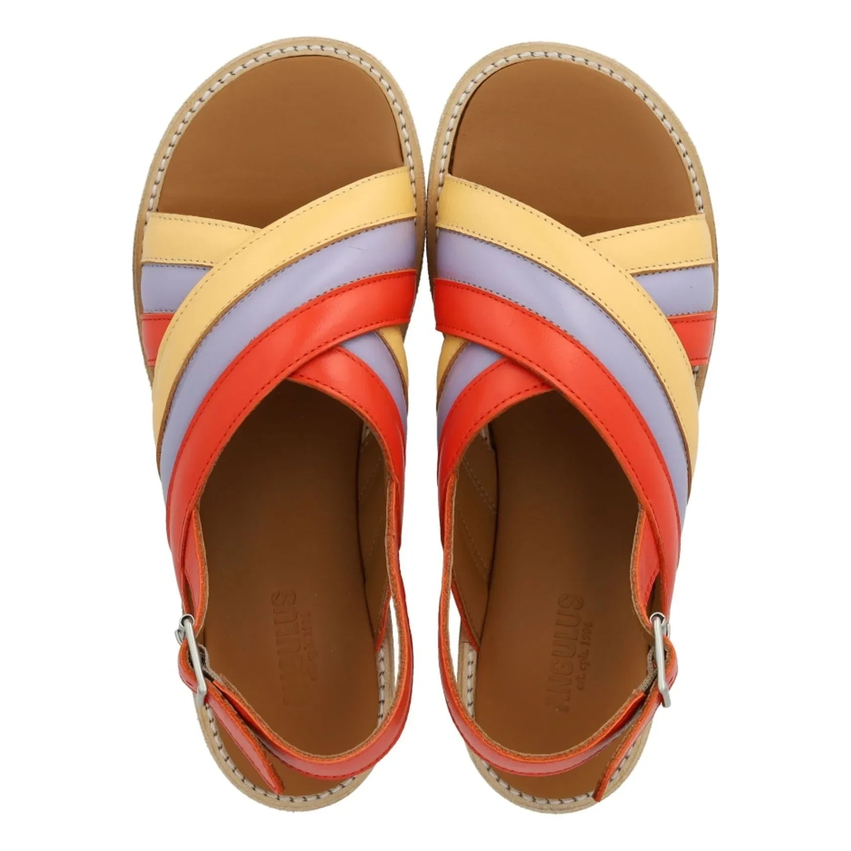 Angulus - Sandalias de tiras cruzadas con bloques de color | Amarillo pálido