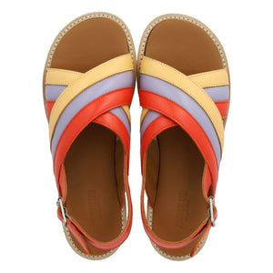 Angulus - Sandalias de tiras cruzadas con bloques de color | Amarillo pálido