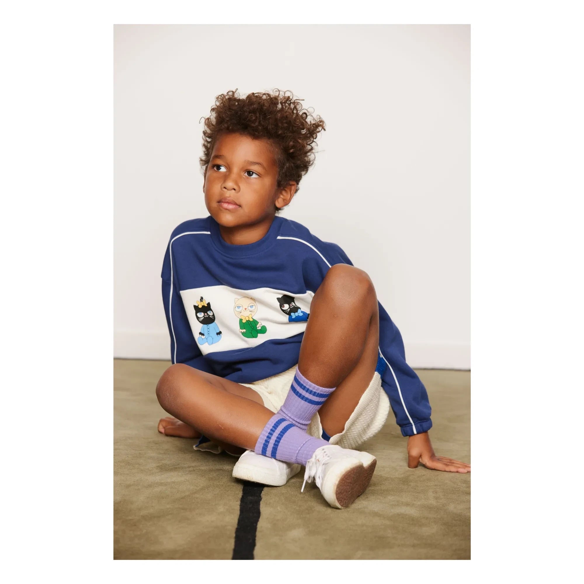 Mini Rodini - Sweatshirt de algodón orgánico con animales | Azul Oscuro