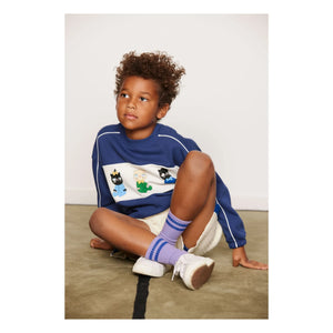 Mini Rodini - Sweatshirt de algodón orgánico con animales | Azul Oscuro