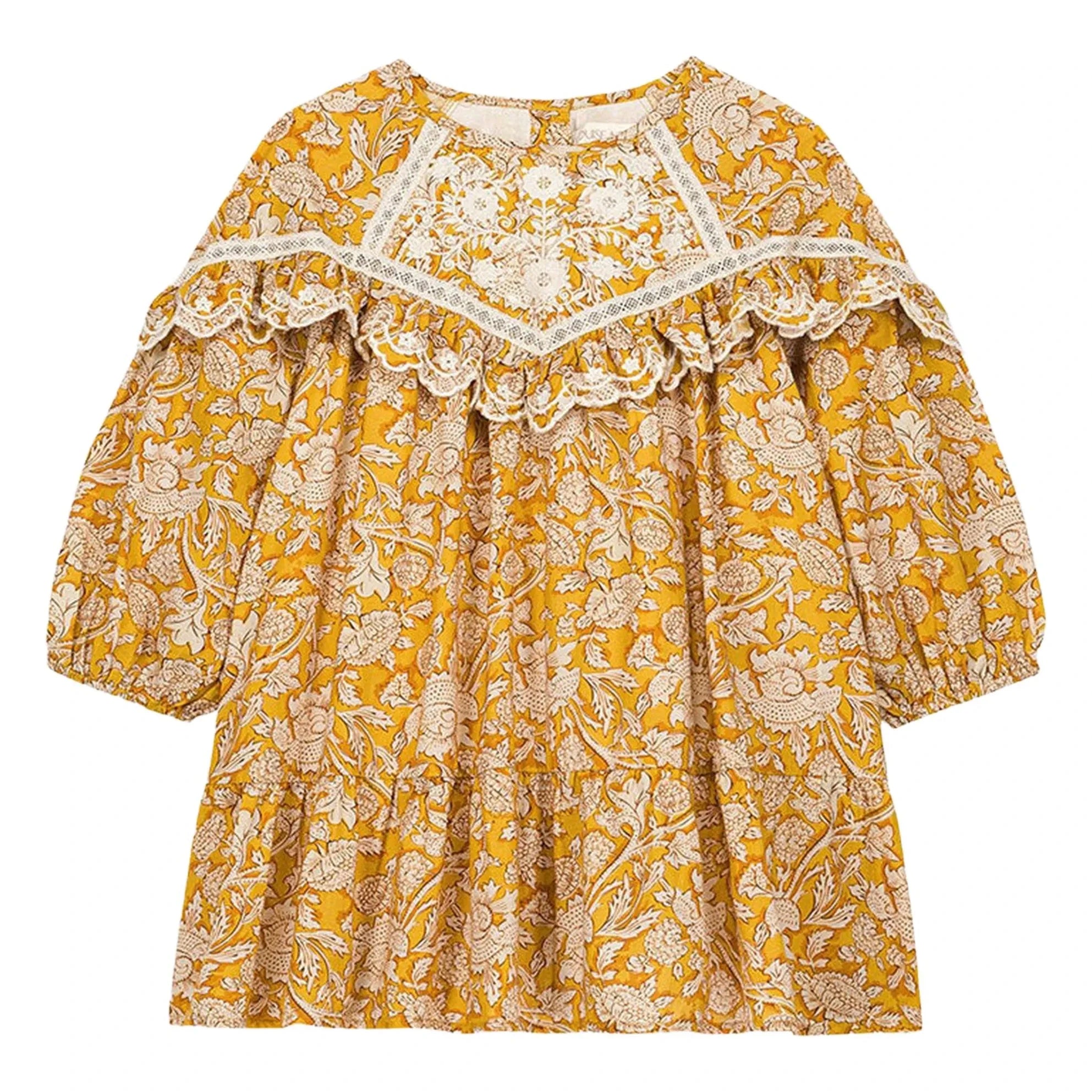 Louise Misha - Vestido de algodón orgánico Orana Fleurie | Miel
