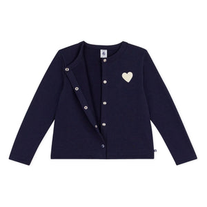 Petit Bateau - Cárdigan liso de felpa | Azul marino
