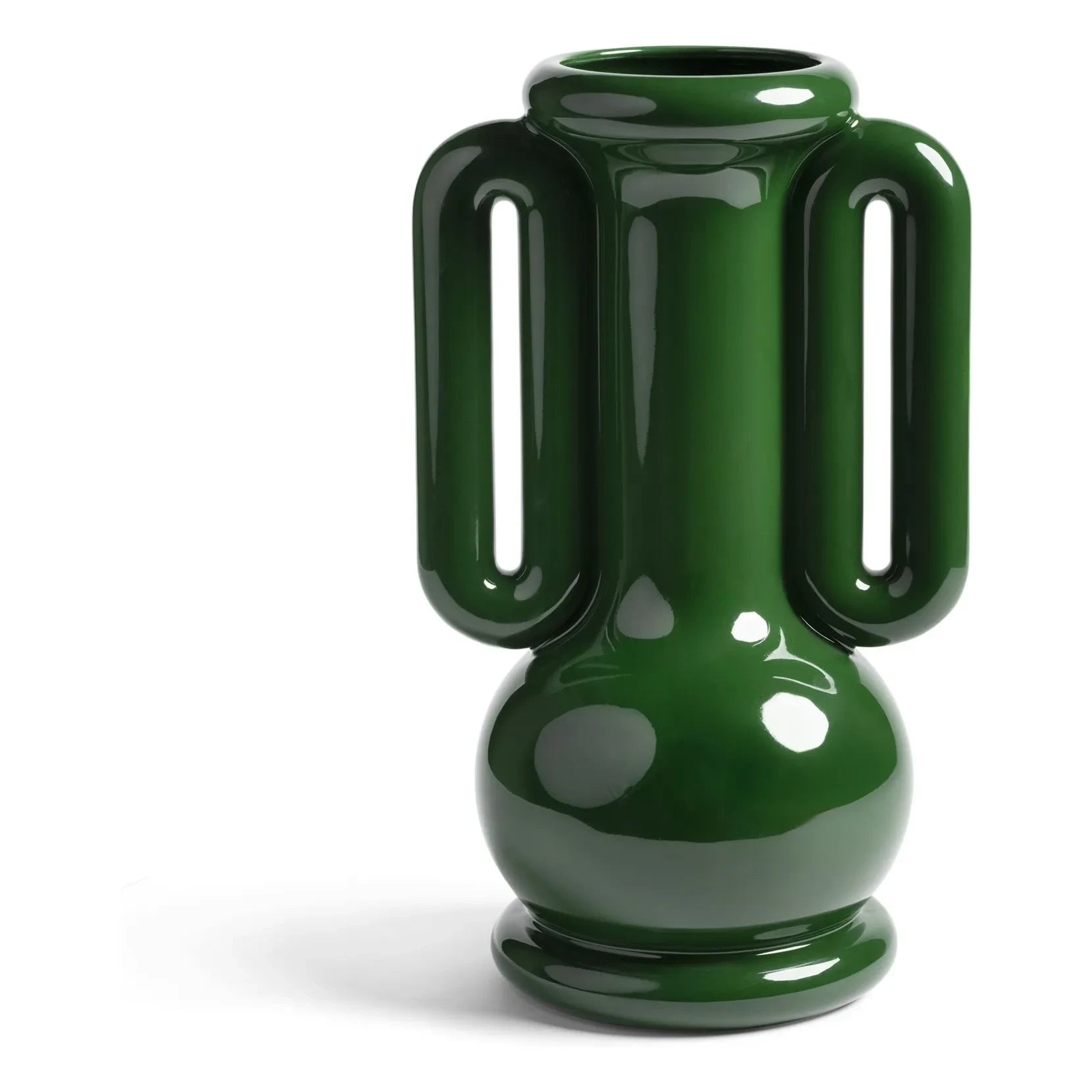 &Klevering - Florero de cerámica de gres Ánfora | Verde