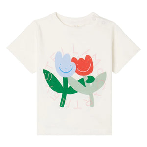 Stella McCartney Niños - Camiseta de Algodón Orgánico Stella Fleurs | Blanco