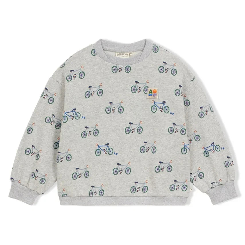 Arsène et Les Pipelettes - Organik Pamuk Bisiklet Yaka Sweatshirt | Gri