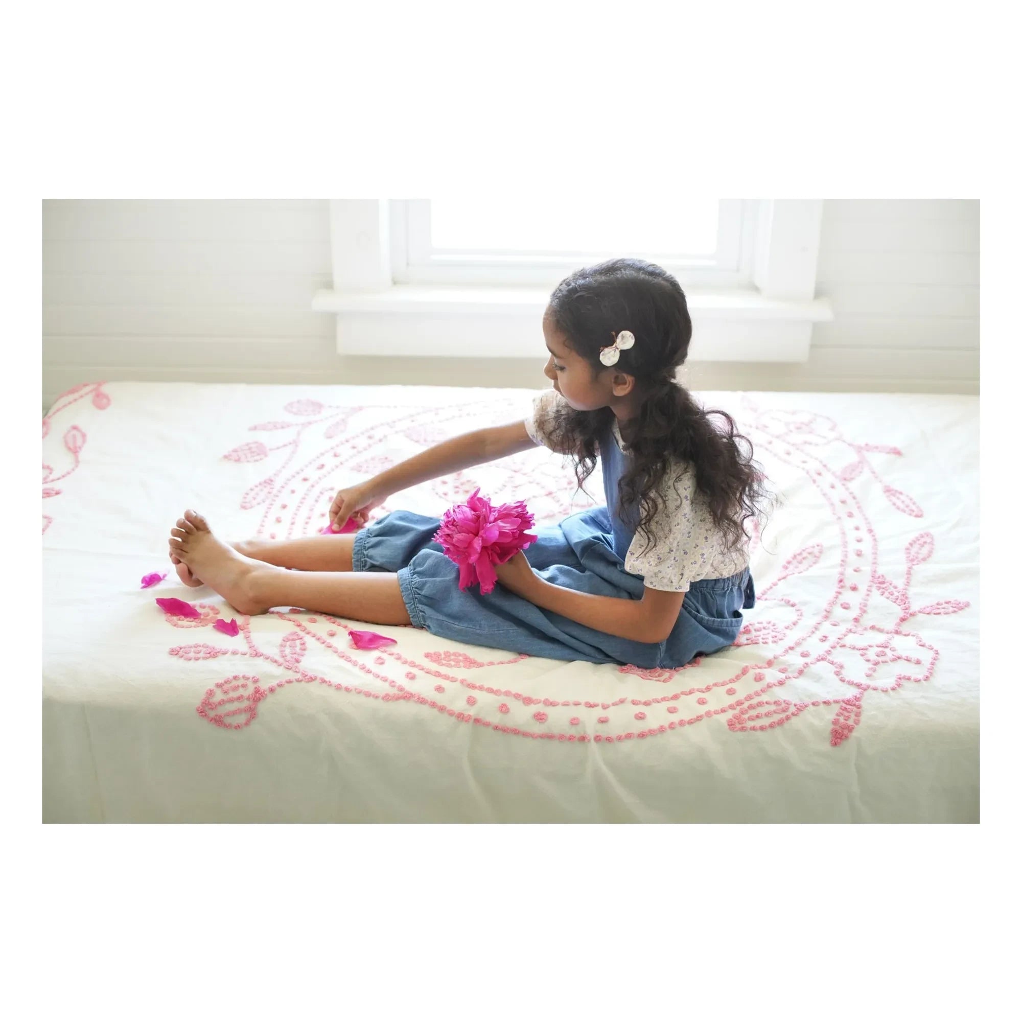 Soor Ploom - Camiseta de algodón orgánico con diseño de globo floral | Rosa empolvado