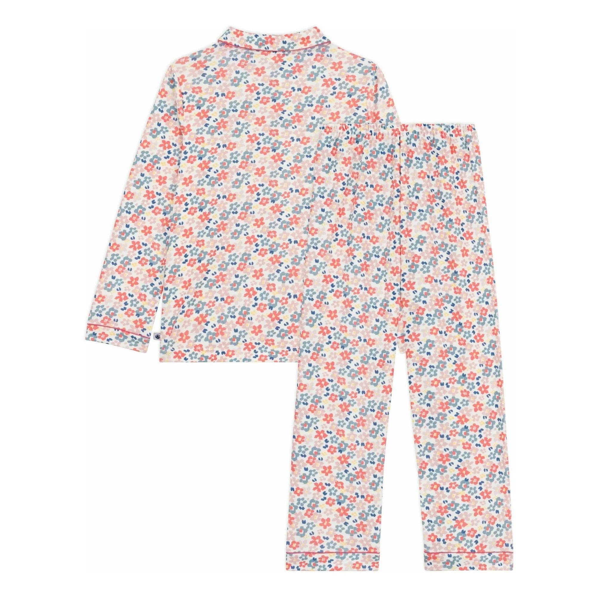 Petit Bateau - Camisa y pantalón de pijama de algodón orgánico con estampado floral | Blanco