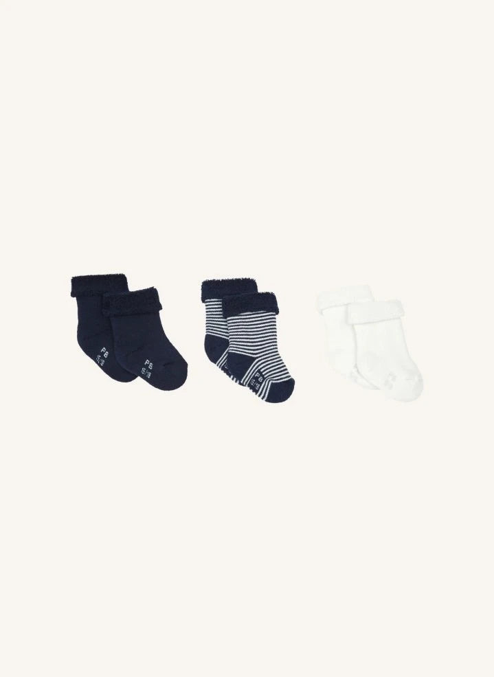 Petit Bateau - Calcetines de algodón orgánico Mara - Set de 3 | Azul marino