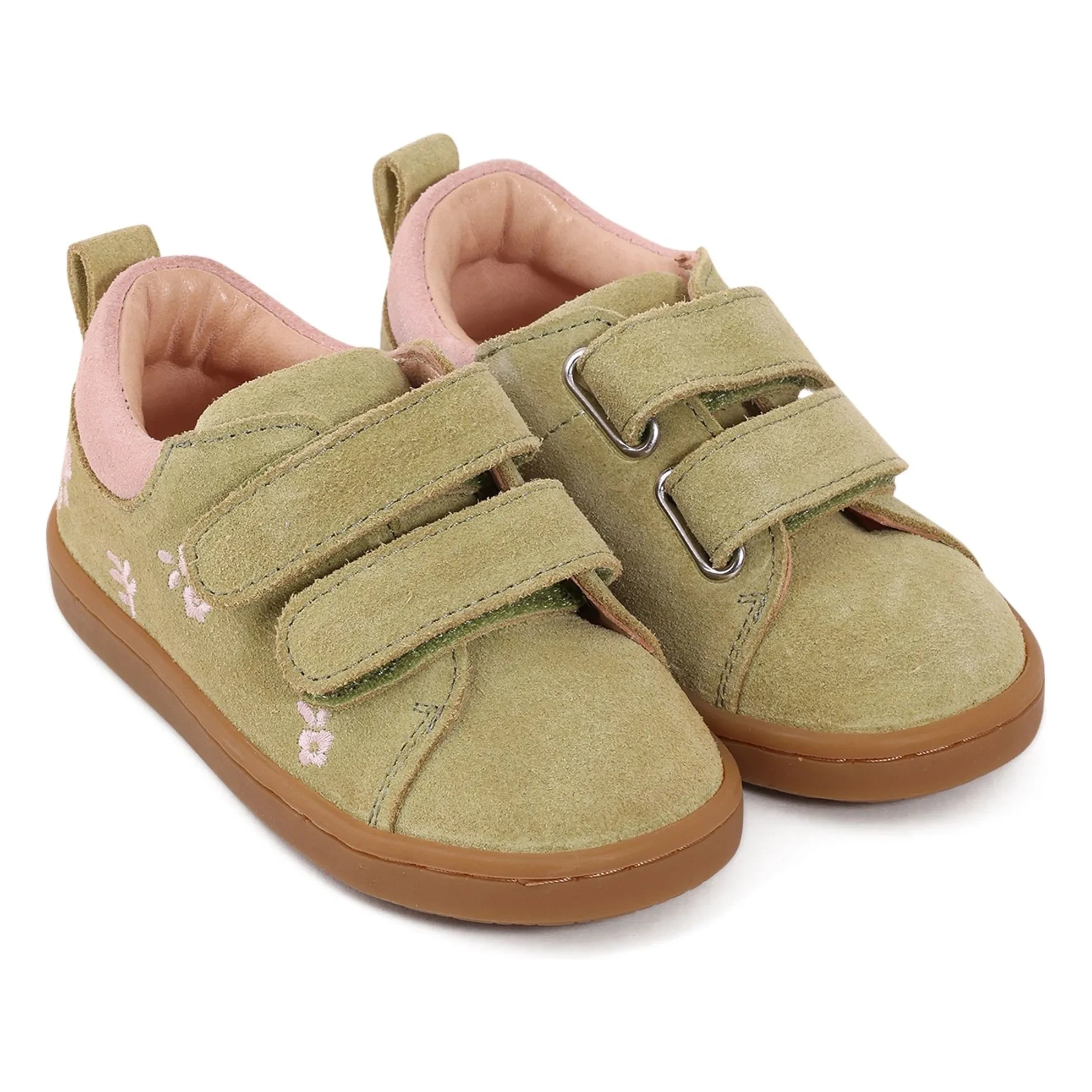 Lazare - Mahaut Fleuries Zapatillas rayadas tipo ante | Verde almendra