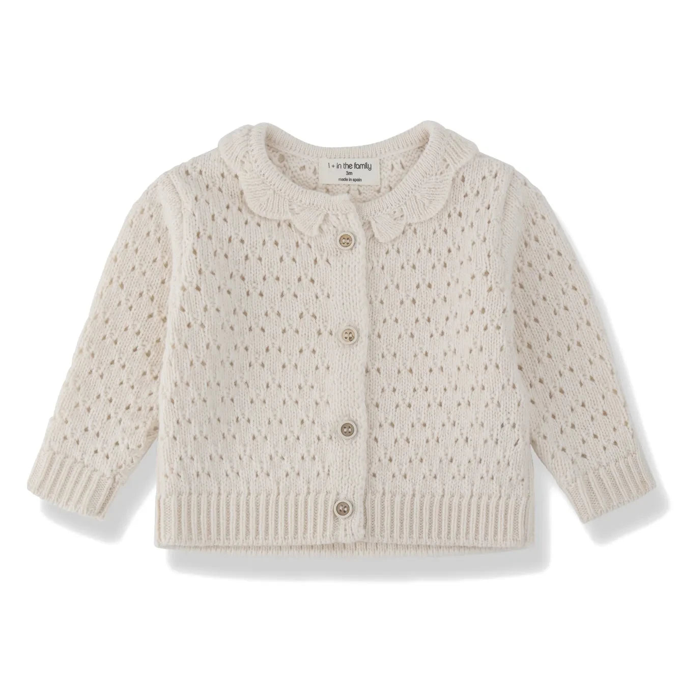 1+ in the family - Nimes Merinos Yün Hırka | Ecru