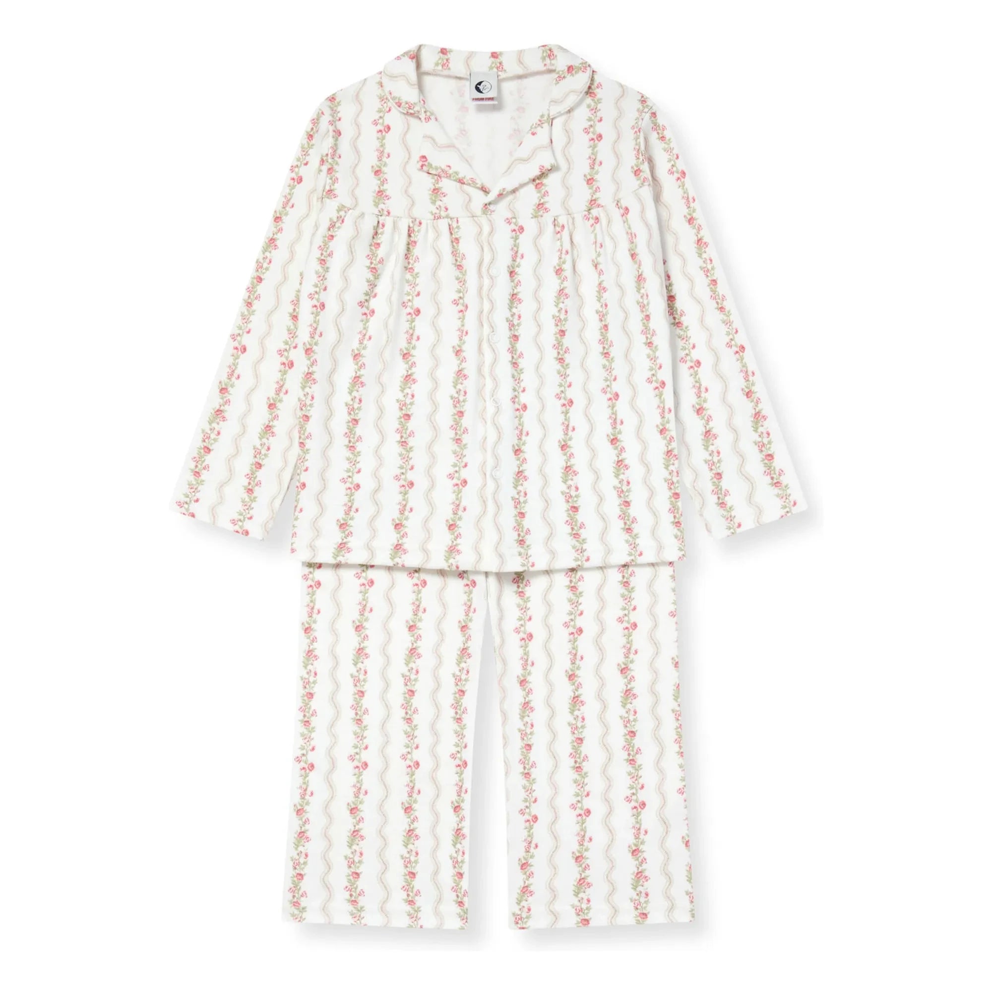 Sleepy Doe - Pijama de rayas con estampado floral de algodón orgánico | Crudo