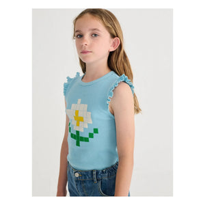 Bobo Choses - Camiseta sin mangas con volantes de algodón orgánico Marguerite | Azul claro