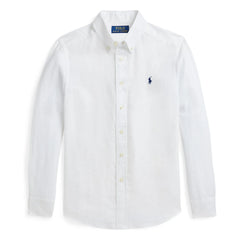 Ralph Lauren - Camisa de lino deportiva con logo | Blanco