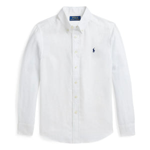 Ralph Lauren - Camisa de lino deportiva con logo | Blanco