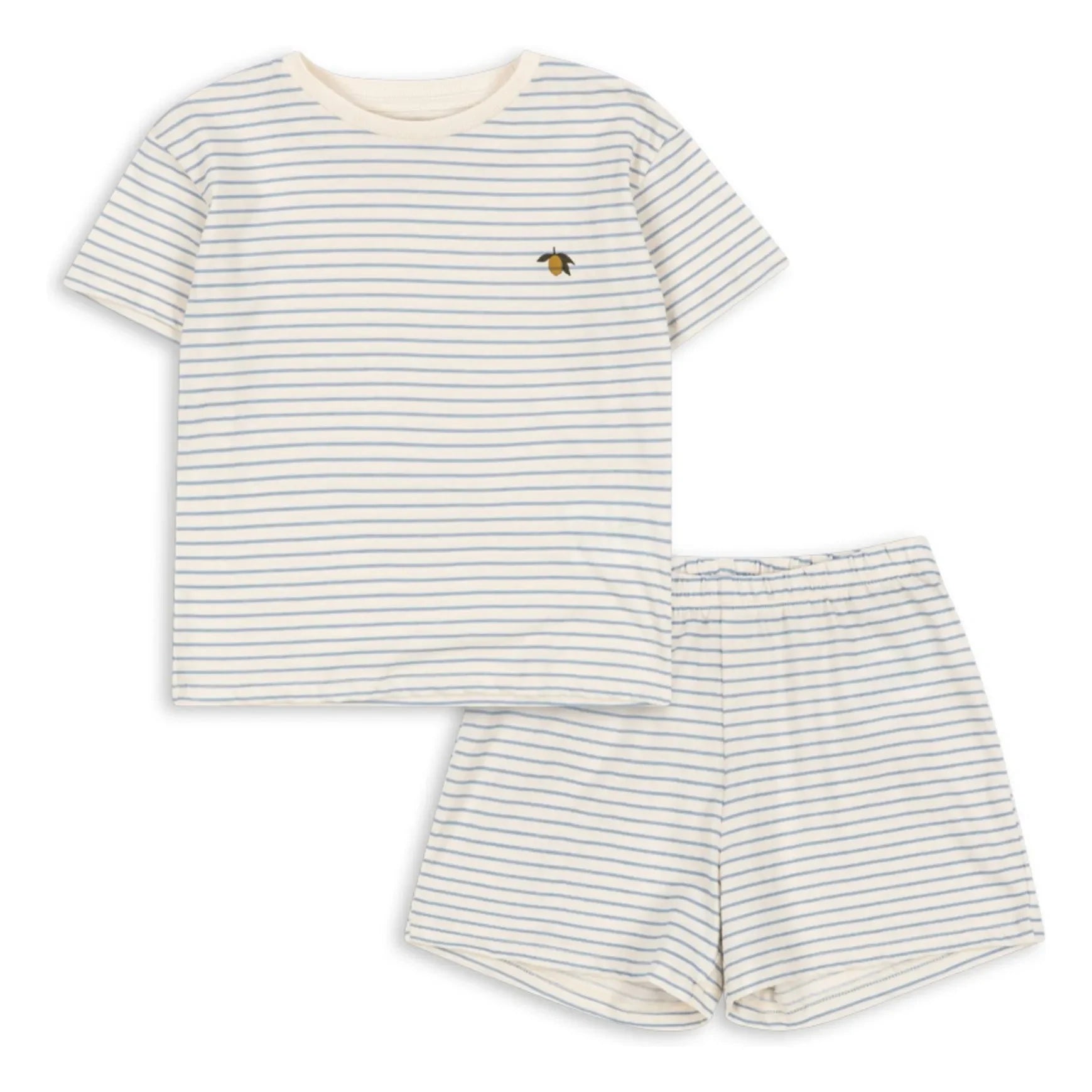 Konges Sløjd - Conjunto de camiseta y pantalón corto de algodón orgánico a rayas Famo | Azul