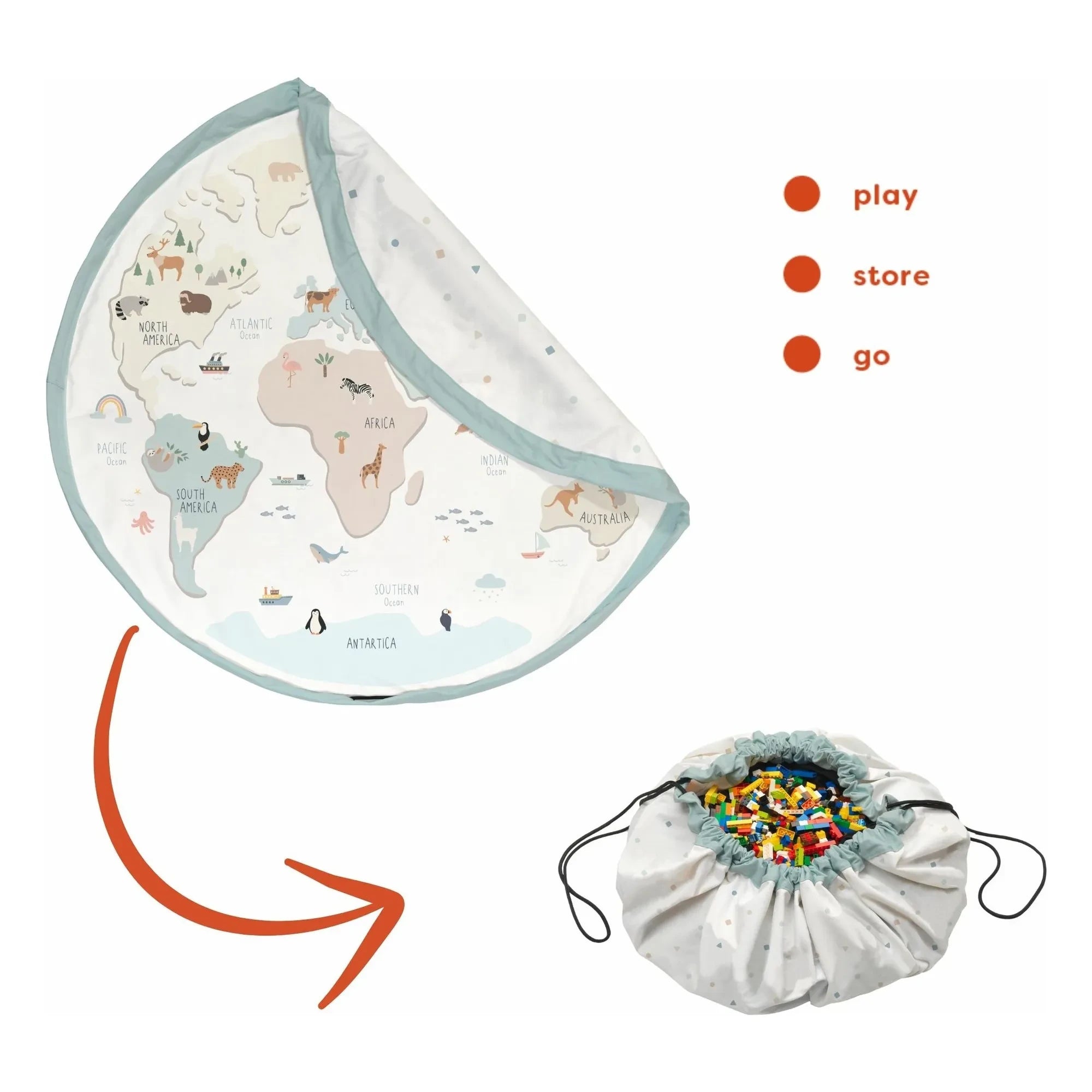 Play and Go - Noomad Bolsa / Alfombra de Juego - Mapa del Mundo