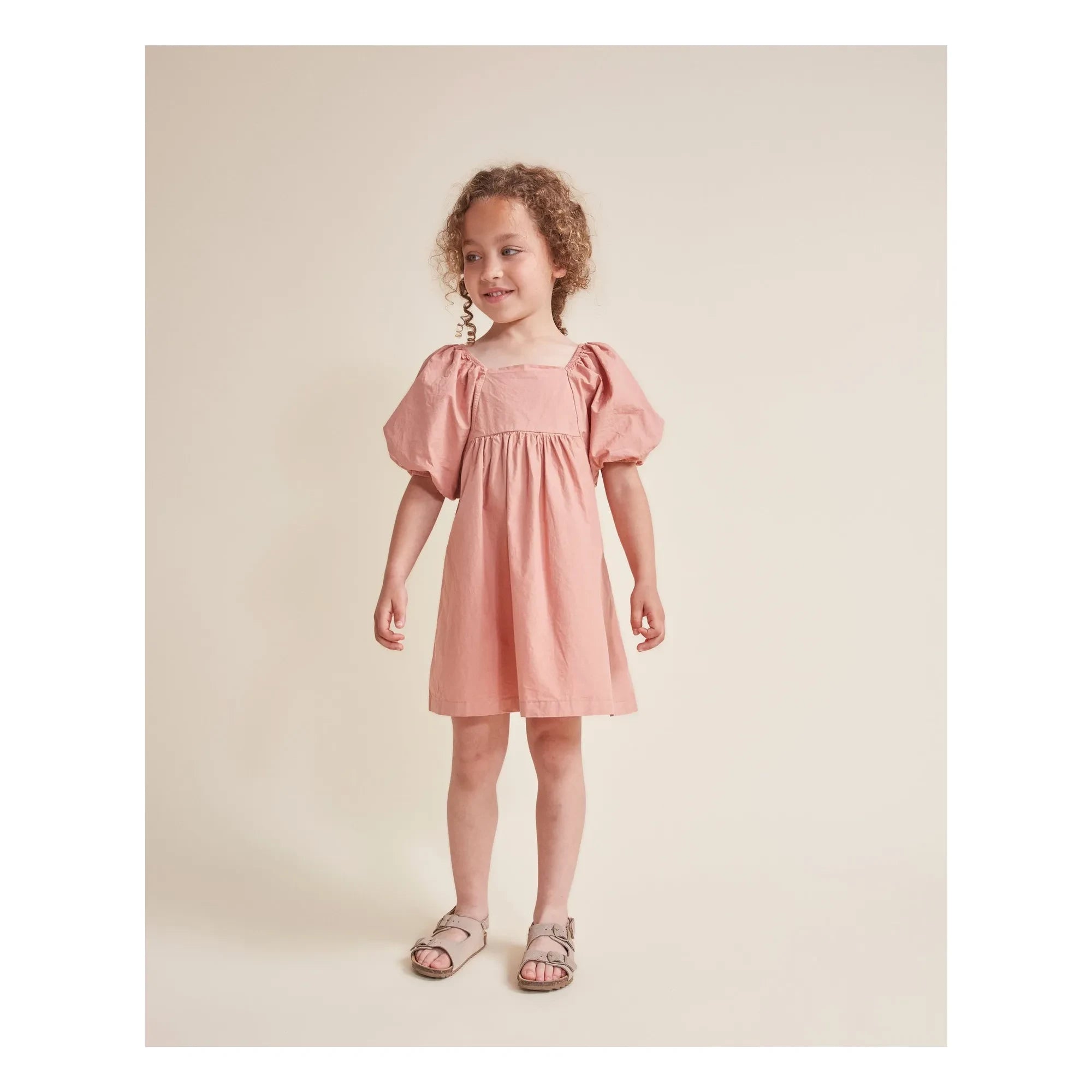 Búho - Vestido de popelín de algodón orgánico | Rosa empolvado